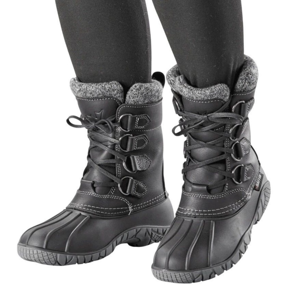 Baffin Womens 11 Yellowknife Cuff Boots Black Leather Winter Snow CANA-W003